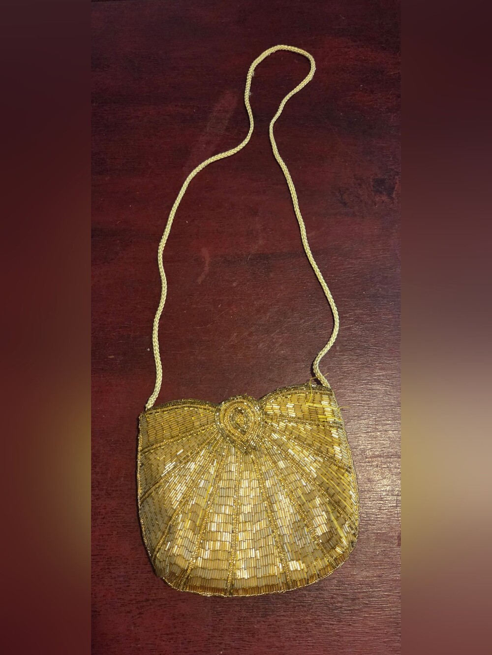 Gold Beaded Evening Crossbody Bag
